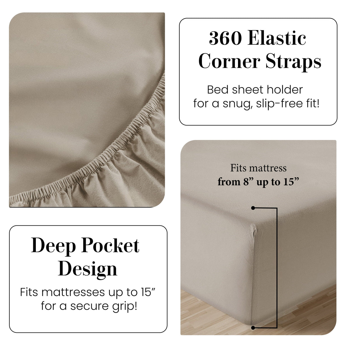 Casa Platino 100% Cotton Sheets Set – 4 Piece Cal King Bed Sheet, Soft & Comfy All Season Breathable Percale Weave, 15” Snug Fit Deep Pocket - Image 4