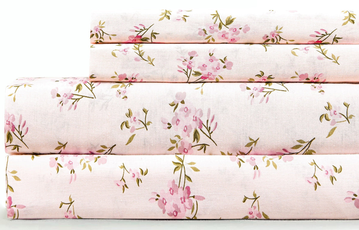 Sleepdown 100% Cotton Full Size Bed Sheets Set with Deep Pockets, Cozy Percale sheets with Elastic Fitted Sheet Set Ultra Soft Cooling Sheet